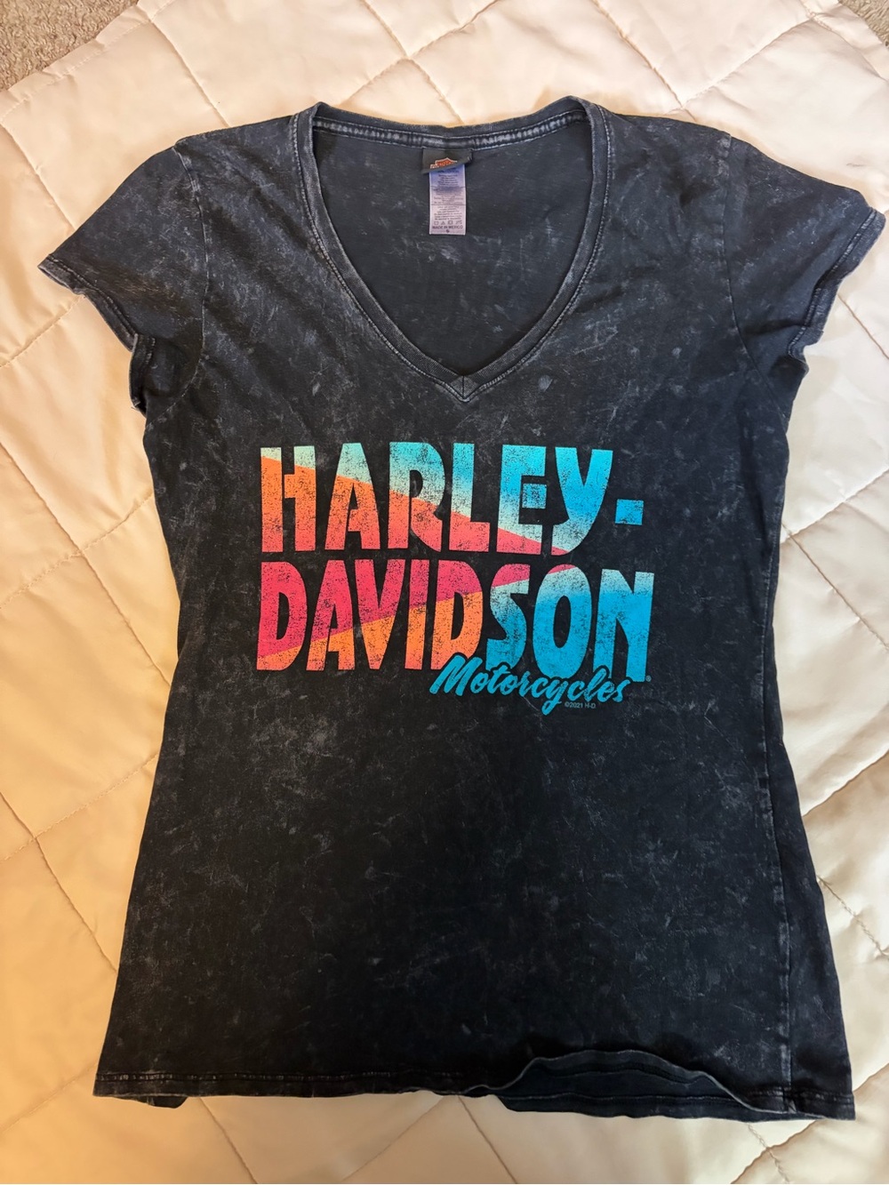 Harley-Davidson Black Tee with Classic Orange Logo Patch